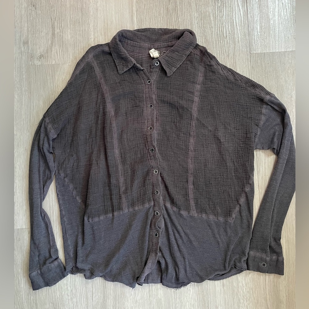 Free People Black Button Down Shirt